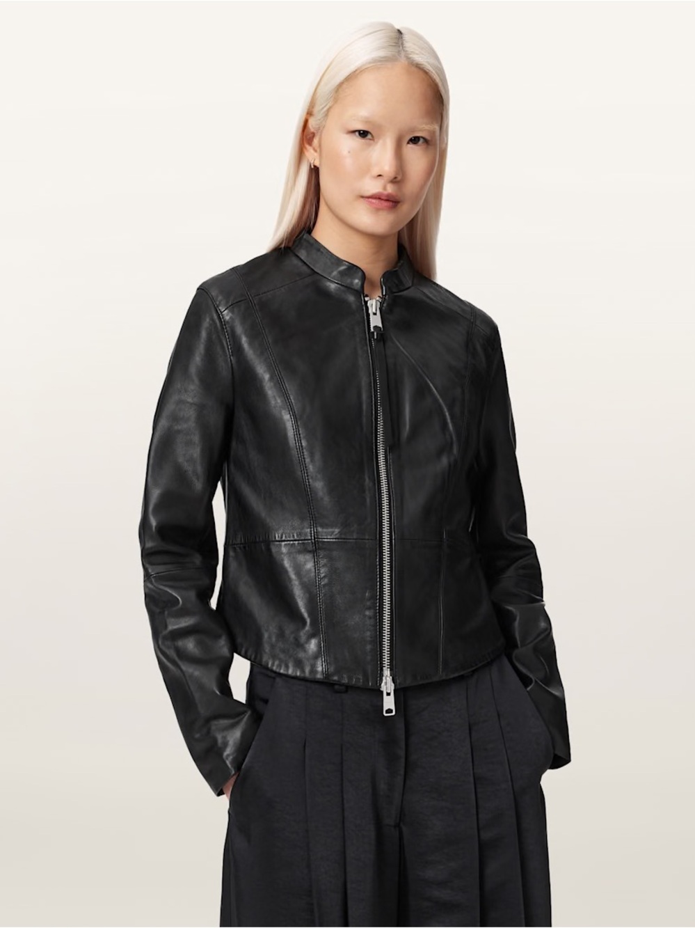 NWT All Saints REPURPOSE SADLER LEATHER JACKET sz 8